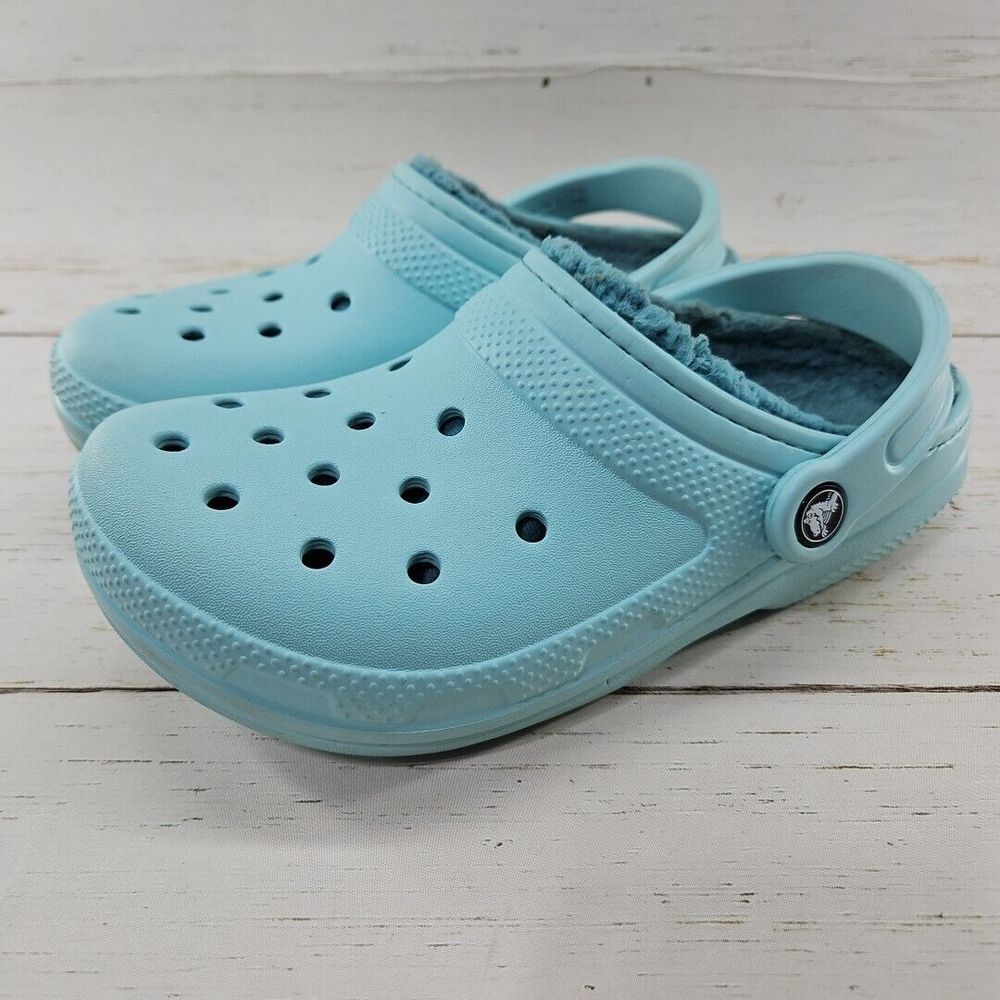Crocs Shoes Women 6 Men 4 Pure‎ Water Blue Fleece Lined Clogs Slip On 203591
